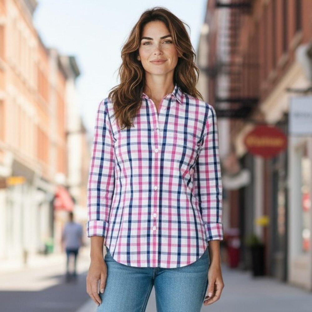American Eagle Outfitters Plaid 100% Cotton Button Front Shirt Sz 6 #194K